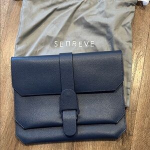 Senreve Navy Leather Envelope Clutch